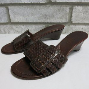 Sesto Meucci Oil Tanned Weaved Leather Slide Sandal Women's Footwear Shoes 6.5 M